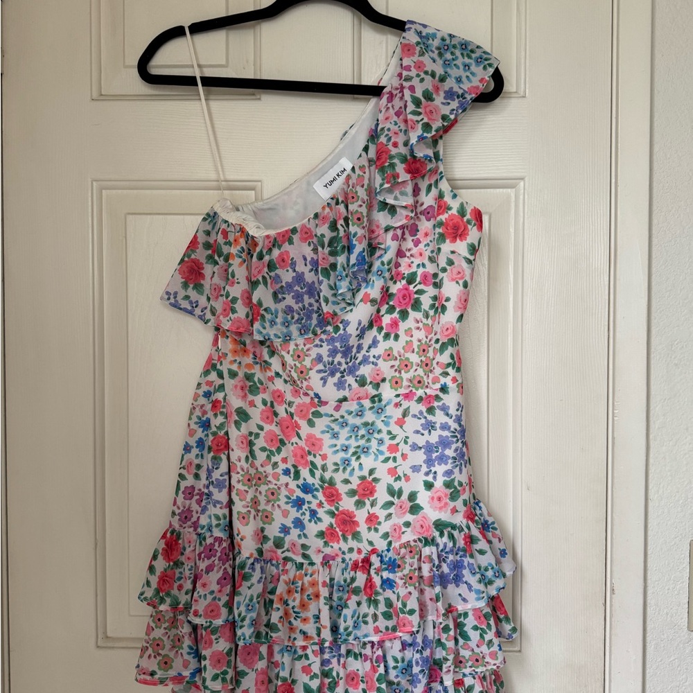 Floral One-Shoulder Ruffle Dress